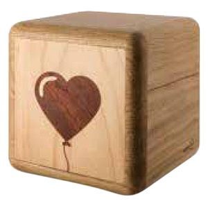 Balloon Heart Oak Wood Urn